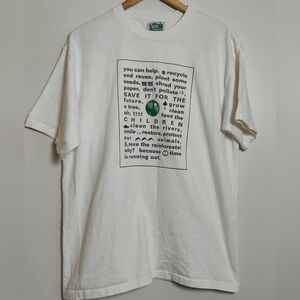 The Aussie T Company Vintage Heavy Cotton Recycle ♻️ Reuse White Graphic T-Shirt